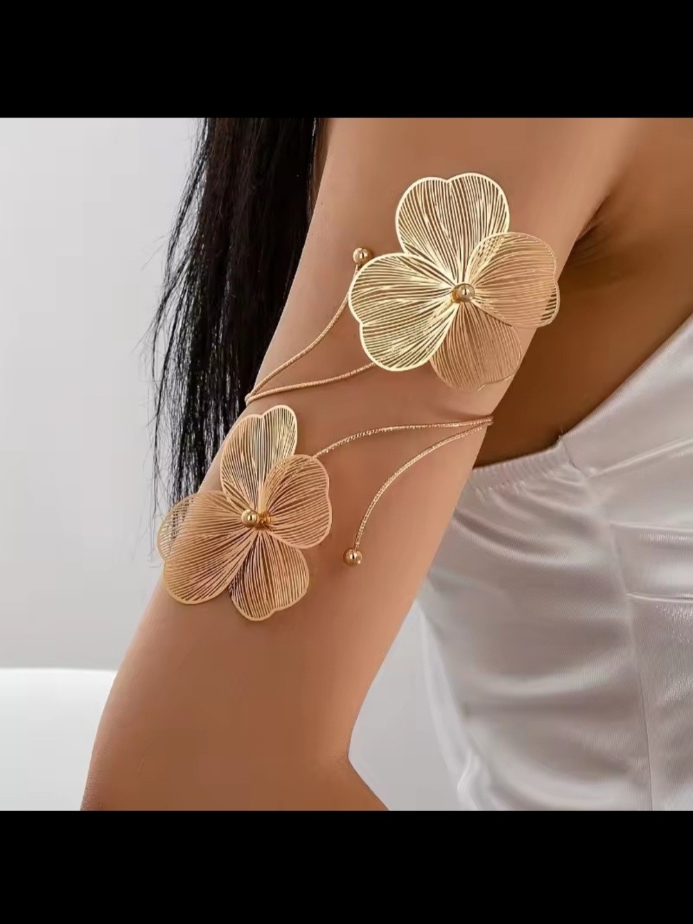 Gold Floral Arm Cuff Women Accessories - Picture 3 of 4